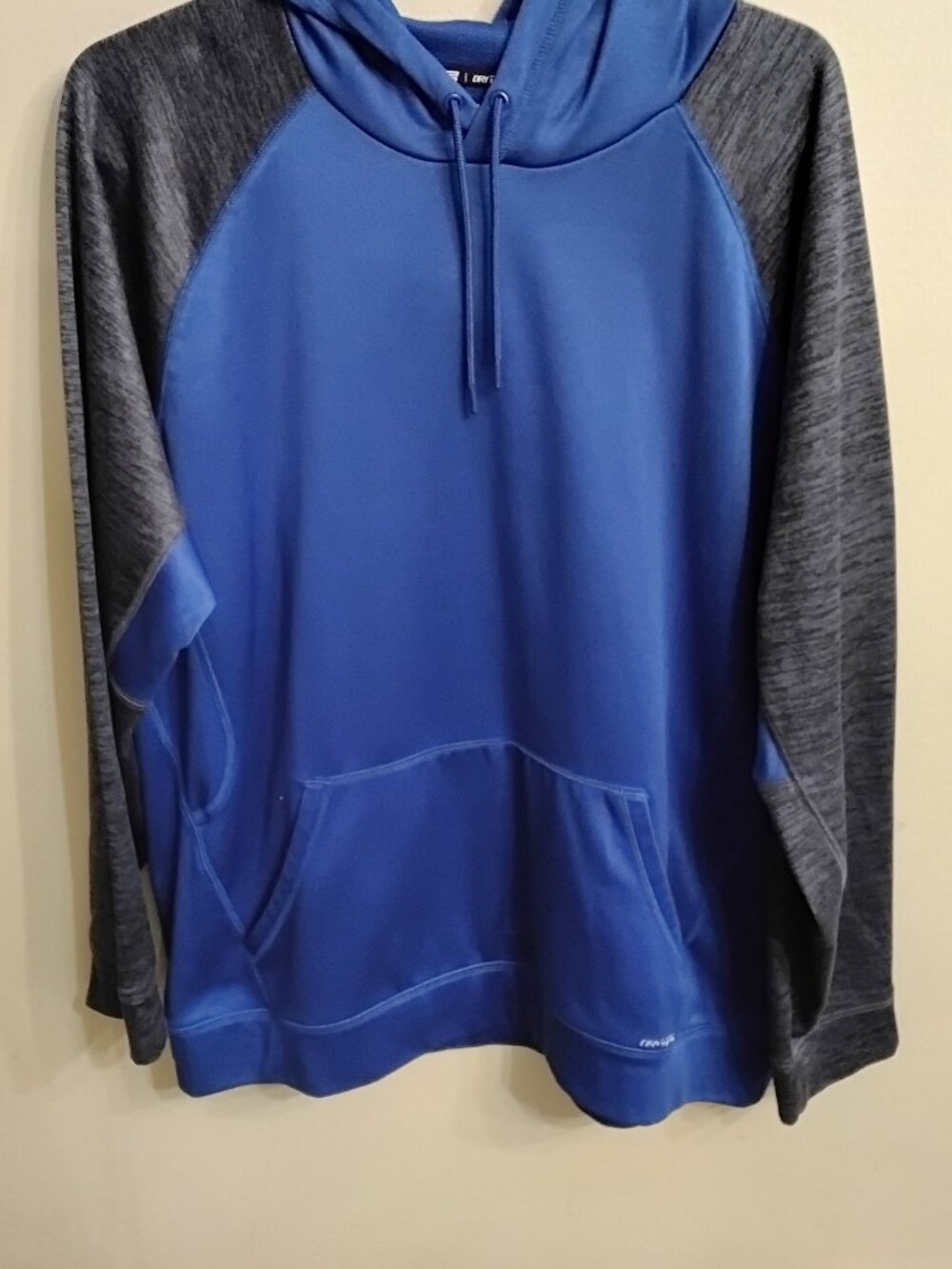 Tek Gear DryTek Men's XL Tall Colorblock Pullover Hoodie Blue Grey